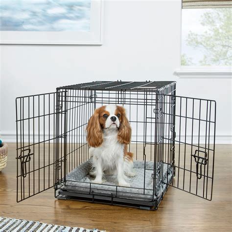 Dog Crate MidWest iCrate XXS Double Door Folding Metal Dog Crate Divider Panel, Floor Protecting Feet, Leak-Proof Dog Tray 18L x 12W x 14H Inches, Toy Dog Breed, Black. . Top paw crate